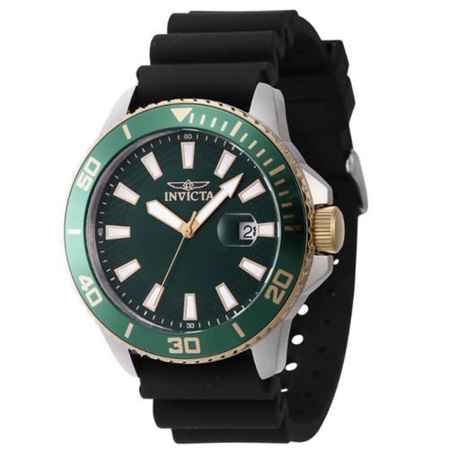 Invicta Men's 46093 Pro Diver Quartz 3 Hand Green Dial Watch